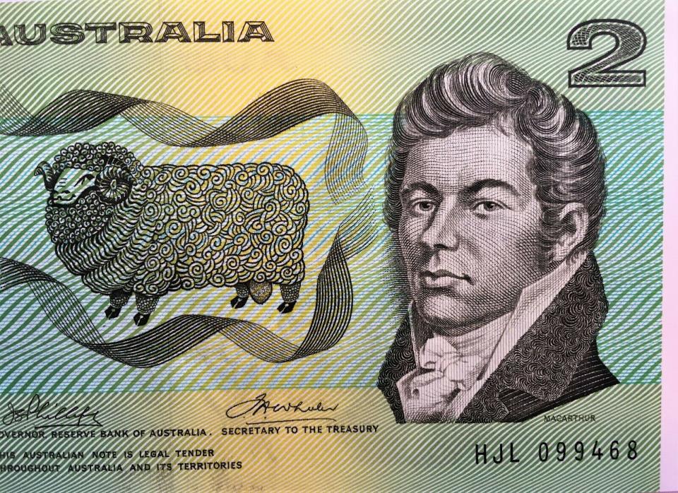 1974 Australia 2 Two Dollars Banknote, Legal Tender Paper Currency, Pik 43a, UNC
