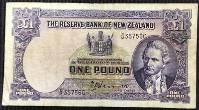 1940 New Zealand Reserve Bank Of New Zealand T.P. Hanna One (1) Pound Note