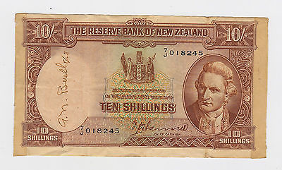 New Zealand -  Ten (10) Shillings, 1940-55