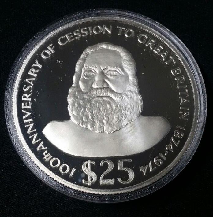 1974 $25 Proof Fiji 1.453 oz .925 Fine Silver Coin Free Shipping!