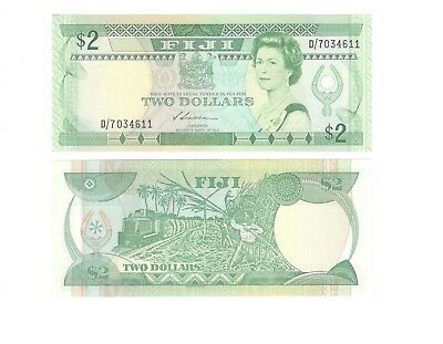 FIJI 2 Dollars ND1987 UNC P87a Sign Siwatibau Free Ship