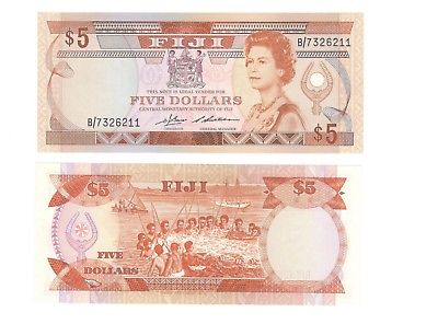 Fiji 5 Dollars 1986 P-83a UNC Free Ship