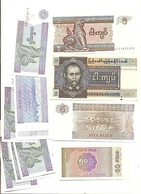 10 BURMA MYNAMAR BANK NOTES UNCIRCULATED  WORLD MONEY ASIAN CURRENCY