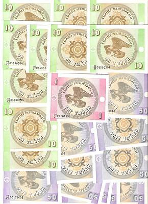 21 KYRGYZSTAN LOT STARTER SET unc UNCIRCULATED BANK NOTE WORLD MONEY from bundle