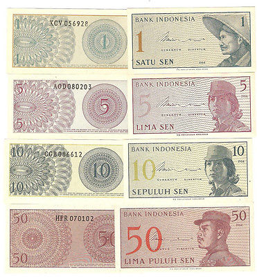 4  INDONESIA COLLECTORS UNCIRCULATED UNC BANK NOTES ASIAN  MONEY starter