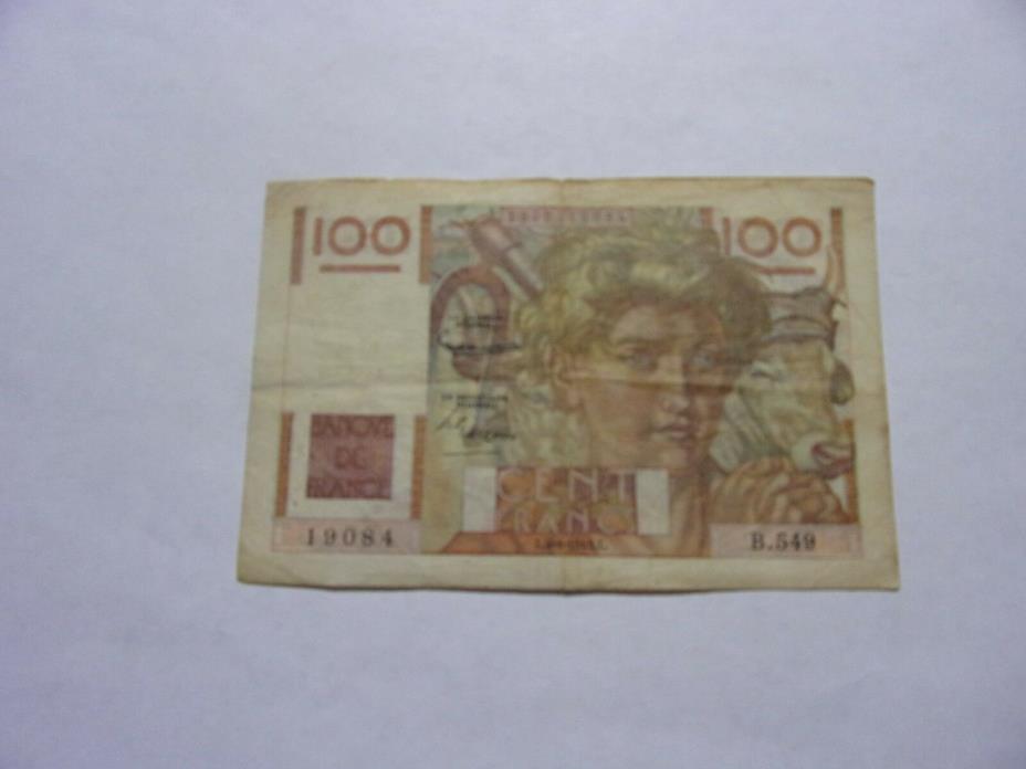 1953 France 100 Francs Currency Note Paper Money Cent Francs