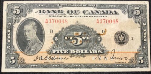 1935 Bank Of Canada 5$ VF25 English