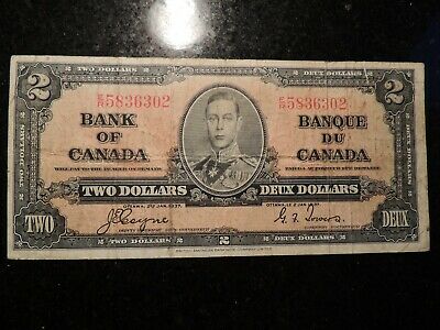 1937 BANK OF CANADA $ 2 TWO DOLLARS BC-22c COYNE TOWERS E/R5836302