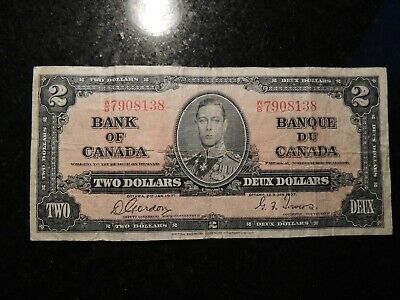 1937 BANK OF CANADA $ 2 TWO DOLLARS BC-22b GORDON TOWERS W/B 7908138