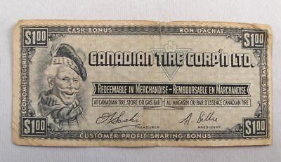 VINTAGE CANADIAN TIRE CTC MONEY 1$ NOTE  # F0473745