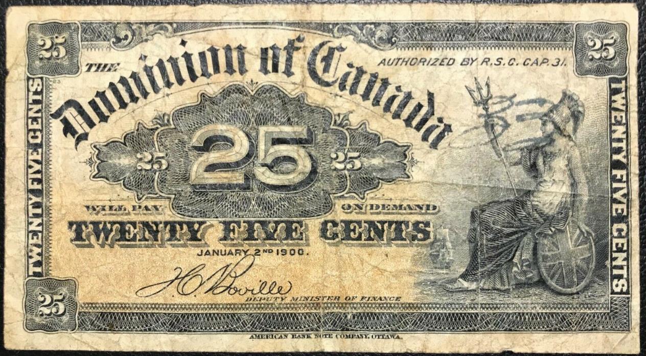 1900 Dominion Of Canada 25 cents VG10 Boville