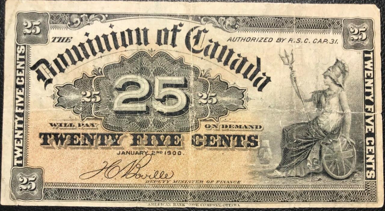 1900 Dominion Of Canada 25 cents F15 Boville
