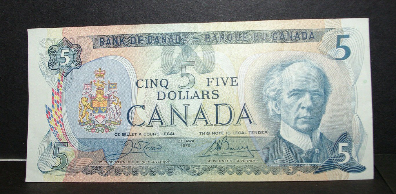 1 BANK OF CANADA 1979 $5.00 BILL 30545919879 SUPERB CONDITION