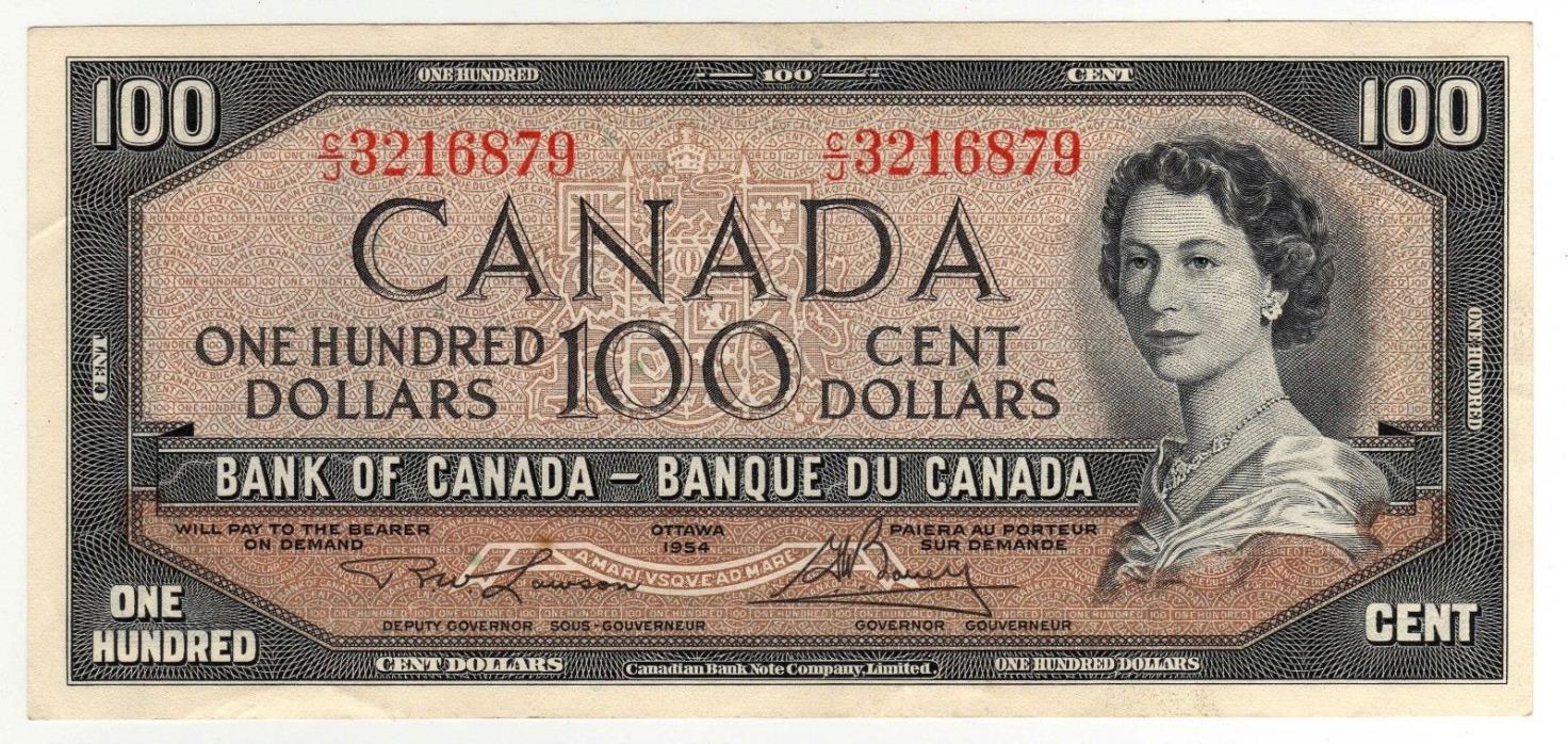 1954 Canada 100 Dollar Note - CJ3216879, BC-43c