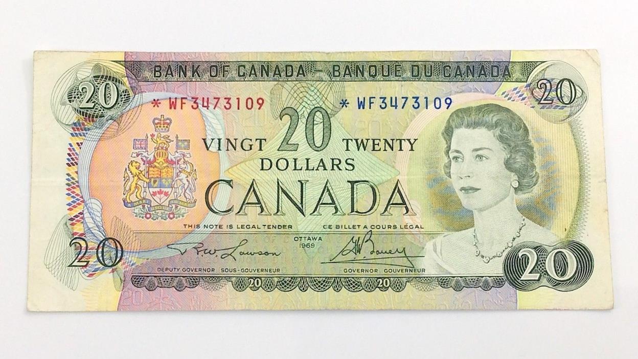 1969 Canada 20 Twenty Dollar WF Canadian Circulated Replacement Banknote I117