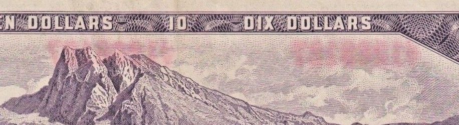 Error Canada 10 $ 1954 Serial Number Ink Showing Through