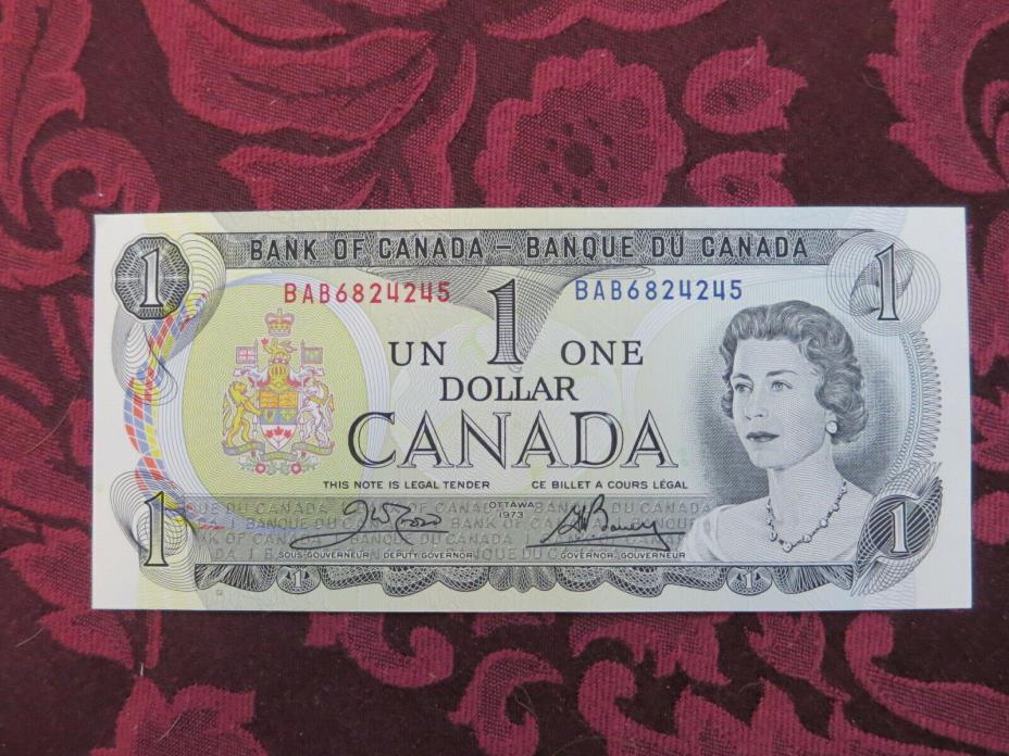 Canada 1973 One $1 Dollar Bill Uncirculated UNC Canadian Banknote # BAB6824245