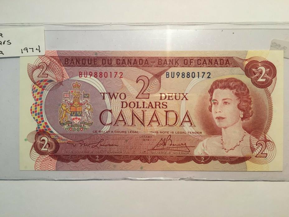 1974 Canada 2 Two Dollars Banknote, P#86a, Stunning, Bright, Crisp, Beautiful!