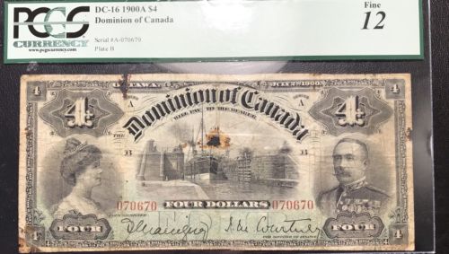 1900 Dominion Of Canada 4$ PCGS F12 ((B.V 2150$))