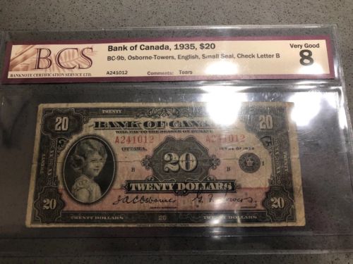 1935 Canada $20 BCS Certified VG8