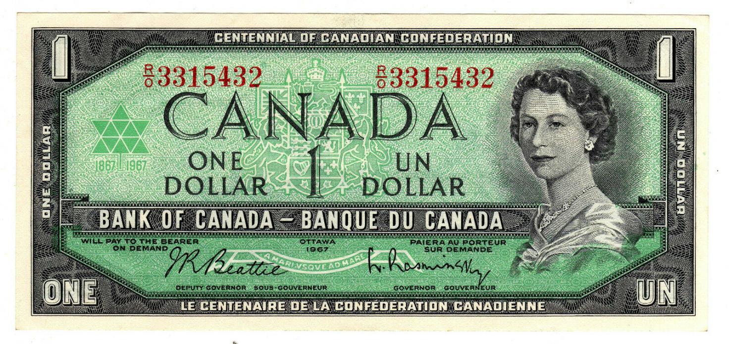 1967 Canada 1 Dollar Note - RO3315432, BC-45b