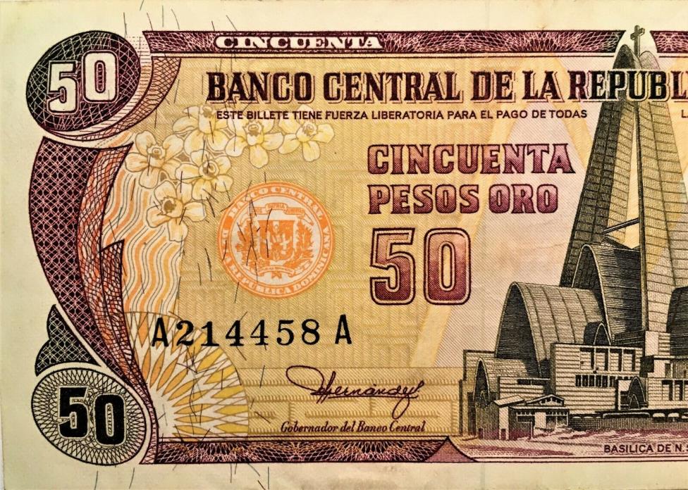 1978 Dominican Republic 50 Pesos Banknote, Currency, Paper Money, 121a