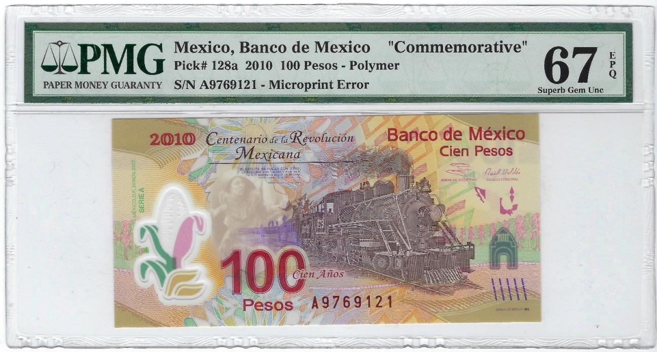 Mexico, 2010 100 Pesos P128a PMG 67 EPQ