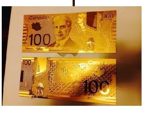 $100 maple gold bill banknote 24k cool shinny casino fake game novelty money