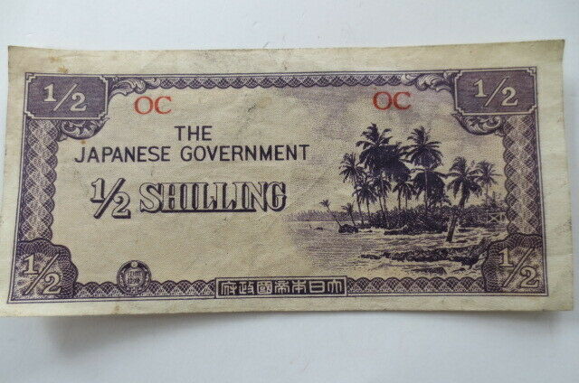 THE JAPANESE GOVERNMENT Half 1/2 SHILLING Banknote, Free Ship