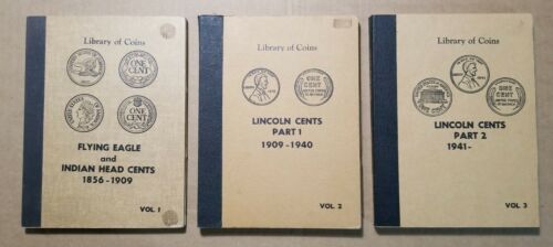 Set/3 Library of Coins Folders Vol 1,2&3  Flying Eagle/Indian Head/Lincoln Cents