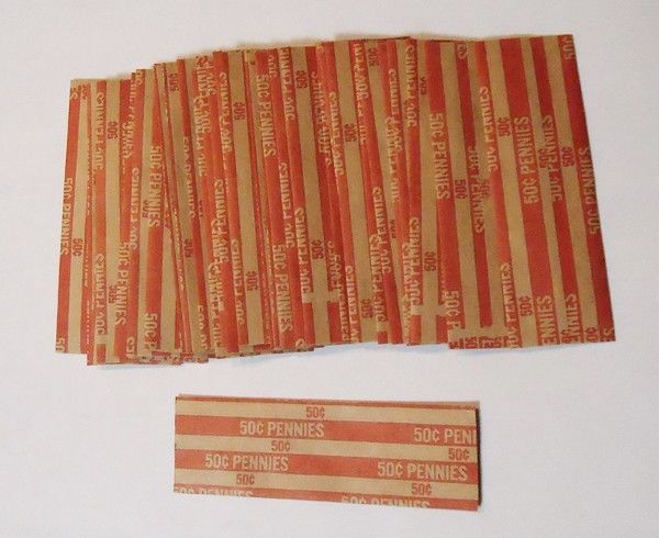 32 penny wrappers, flat pop open paper wrappers, standard red color