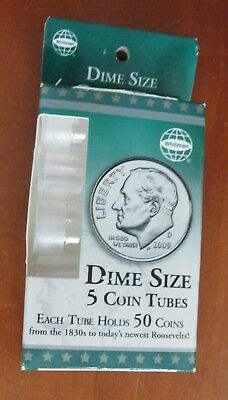 New in Box Whitman Dime Size Coin Tubes 5 Tubes that Hold 50 Coins Each