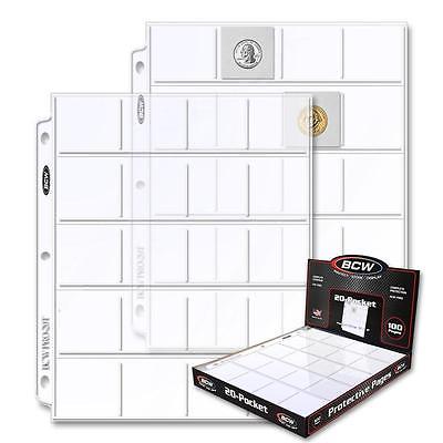 Lot of 20 BCW 20-Pocket Album Pages for 2x2 Coin Flips binder sheets