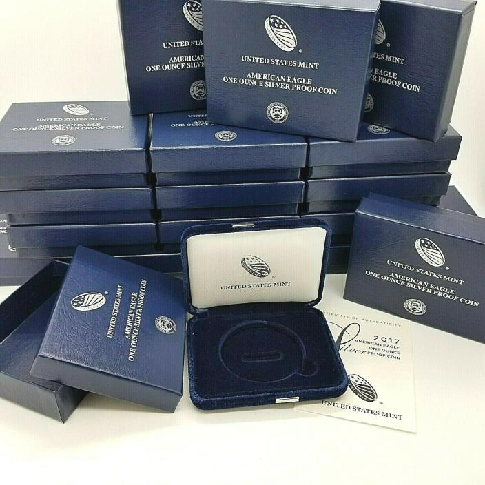 2017 US Mint American Eagle 1Oz Silver Proof Coin 50 Empty Blue Presentation Box