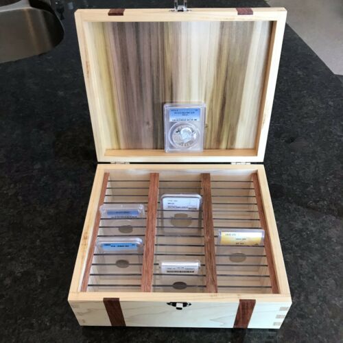 Custom Wooden Storage Display Box For Pcgs Ngc Anacs Slab Coins