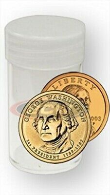 COIN STORAGE TUBES, round clear plastic w/ screw on tops for Small dollar coin