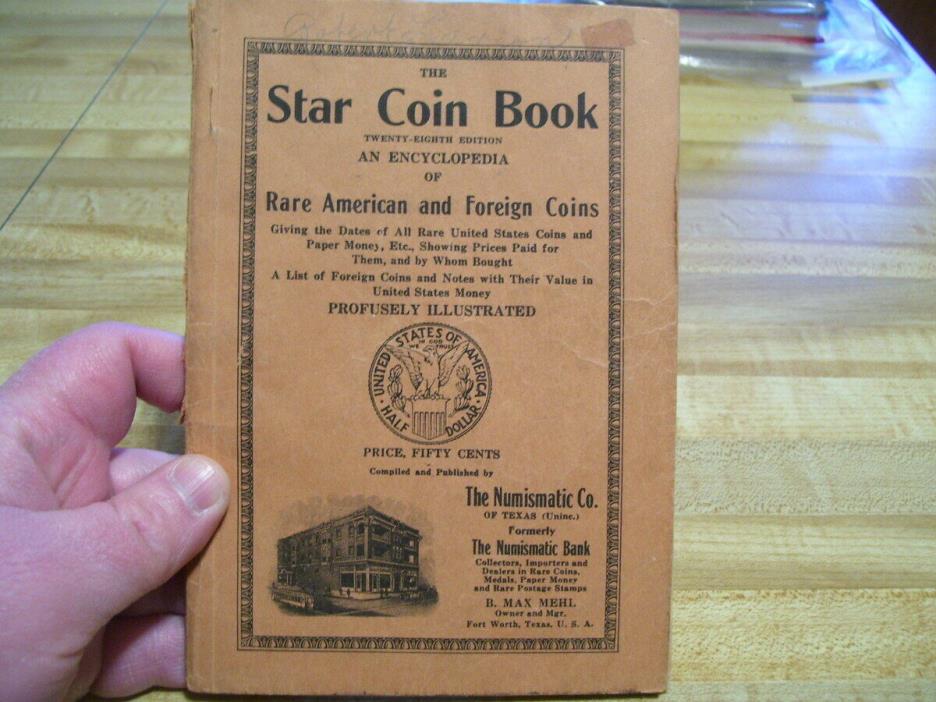 Antique 1920's The Star Coin Book 28th Edition Rare American and Foreign Coins