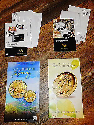 5 Lot US MInt Coin Brochure 2011 2012 2016 2017 Gold Silver Proof Infantry $100
