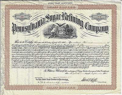 1903 Pennsylvania Sugar Refining Company Stock Certificate #39 Jack Frost Sugar