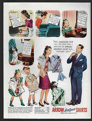 ARROW shirt araspun men's fashion suit tie image style 322 1945 Vintage Print Ad