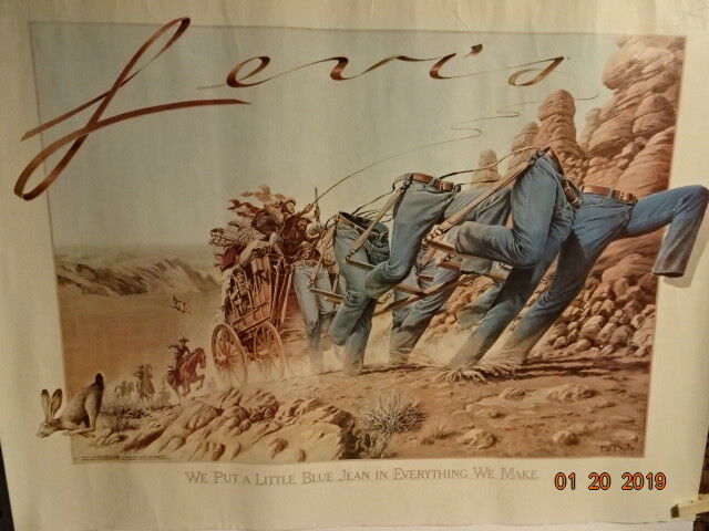 Cool 1979 Levi Strauss Levi's Blue Jeans Stagecoach Poster LW Duke NEW 29 X 22.5