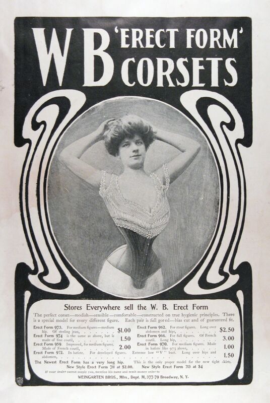 1902 WB ERECT FORM CORSETS Genuine Vintage Advertisement ~ $1 to $3