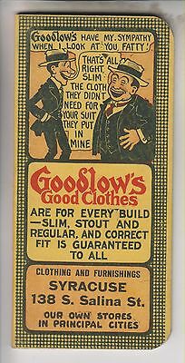 1921 NOTE PAD - GOODLOW'S CLOTHING STORE - SYRACUSE NEW YORK
