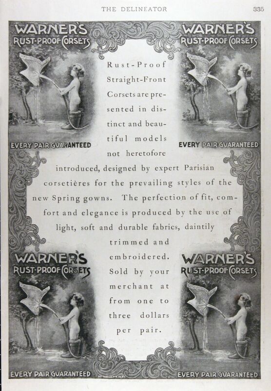 1902 WARNER'S RUST PROOF CORSETS Original Vintage Advertisement $1 to $3 / Pair