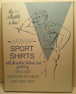 Vintage Arrow Silhouette Sport Shirt Sign Counter Card Advertisement Clothing Ad