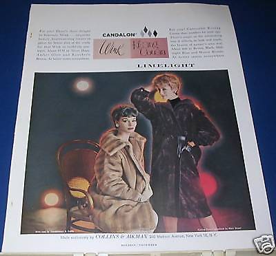 1959 Collins & Aikman Faux Fur Coat Ad Candalon