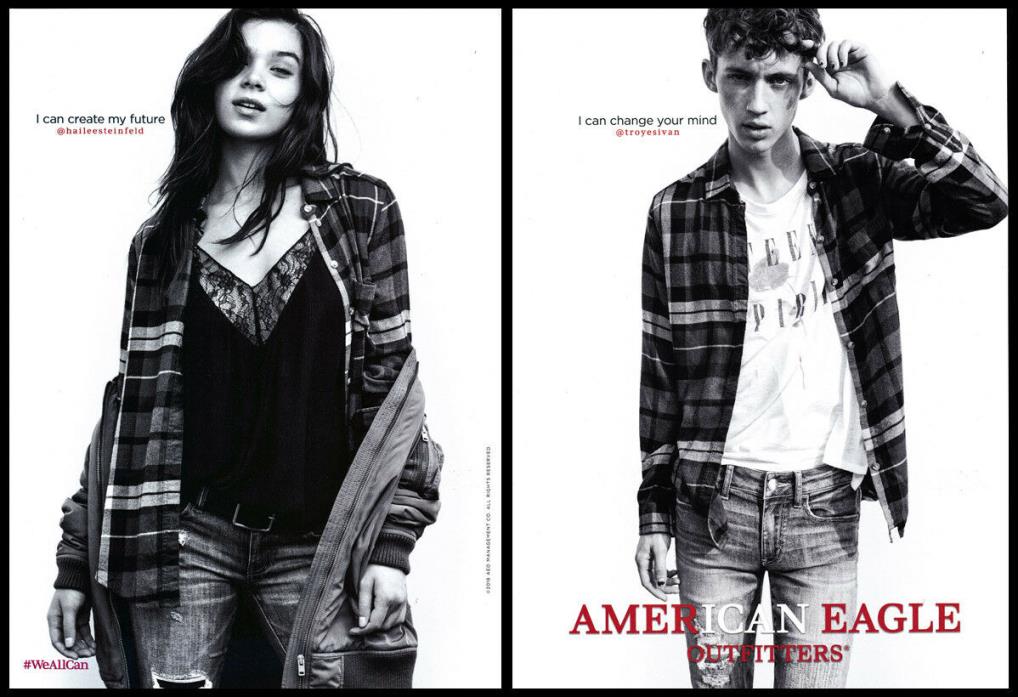 Hailey Steinfeld / Troye Sivan 2-pg clipping 2016 ad for American Eagle