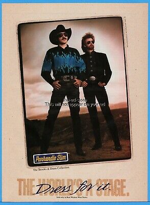 1993 Brooks & Dunn Mens Panhandle Slim Blue Flame Western Shirt PHOTO AD