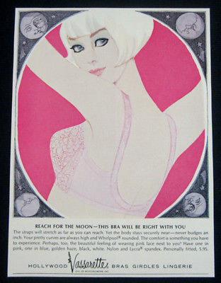 Vintage Vassarette lingerie print ad 1964 - art, bra