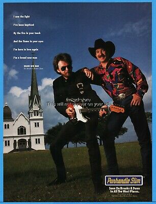 1992 Brooks & Dunn Mens Panhandle Slim Western Shirt PHOTO AD Brand New Man